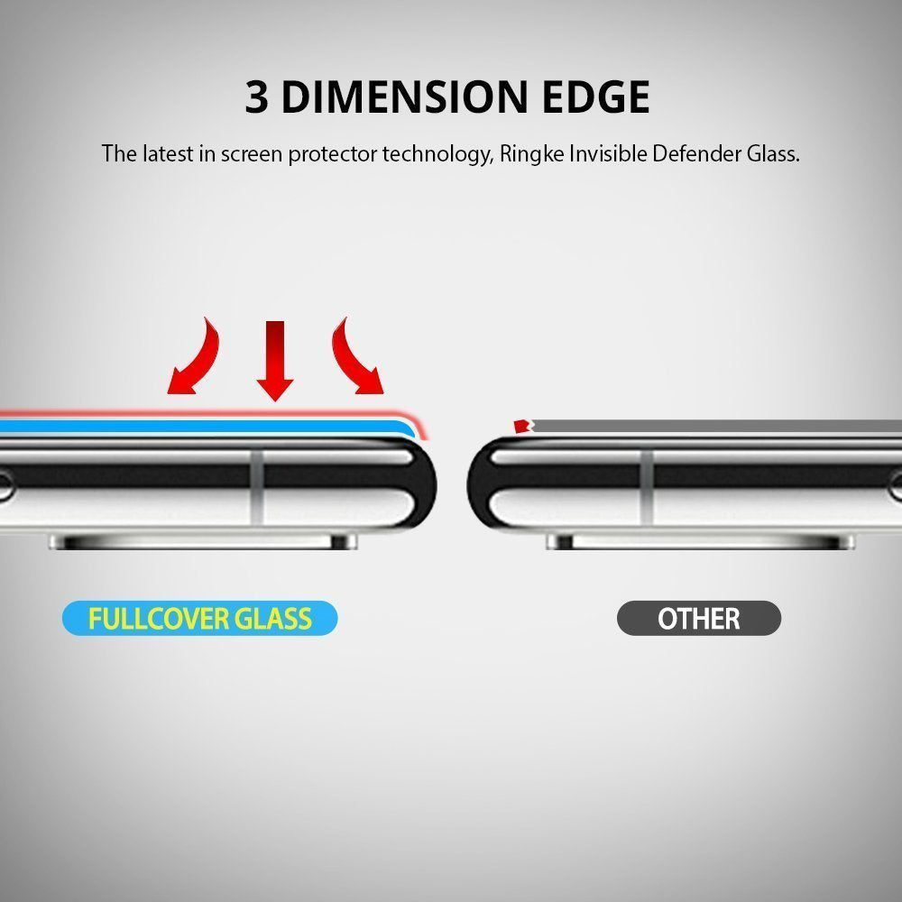 iPhone X Screen Protector | Full Cover Glass - Comparison showing a curved full-coverage glass versus a flat screen protector.