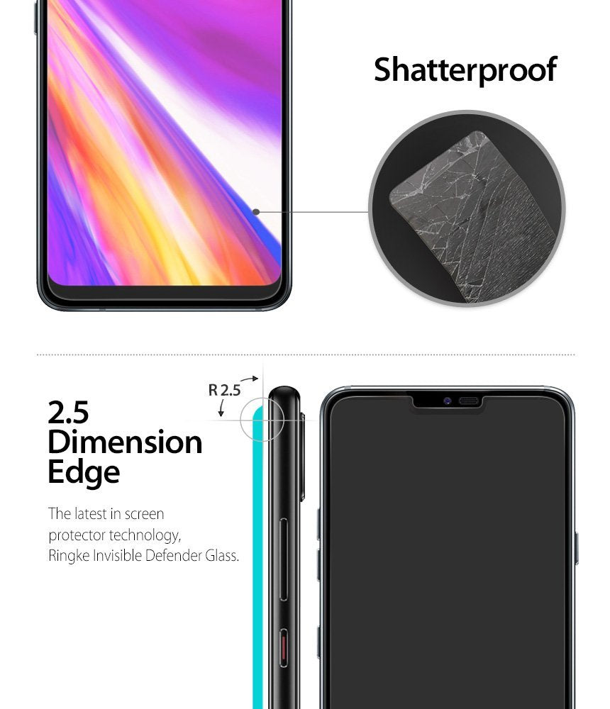 LG G7 ThinQ Screen Protector | Invisible Defender Glass - LG G7 ThinQ Screen Protector - Shatterproof glass features and 2.5D rounded edge design for LG G7 ThinQ smartphone.