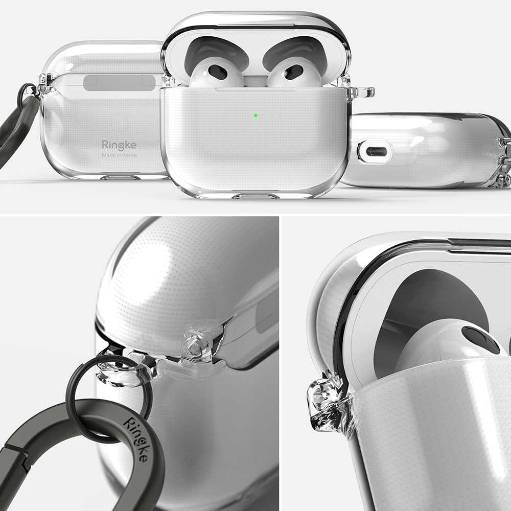 AirPods 3 Case | Hinge - Clear protective case for AirPods 3 featuring a reinforced hinge design and a branded carabiner.