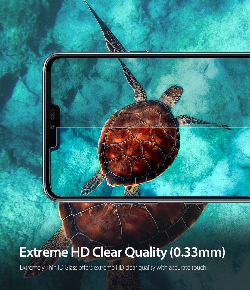 LG G7 ThinQ Screen Protector | Invisible Defender Glass - LG G7 ThinQ Screen Protector - Smartphone displaying a sea turtle underwater, demonstrating high-definition screen clarity.