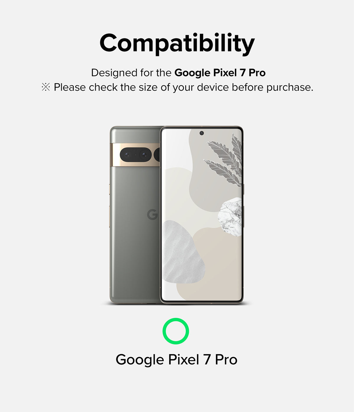 Google Pixel 7 Pro Screen Protector | Dual Easy Film - Google Pixel 7 Pro Screen Protector - Compatibility graphic showing a Google Pixel 7 Pro phone with a green checkmark.