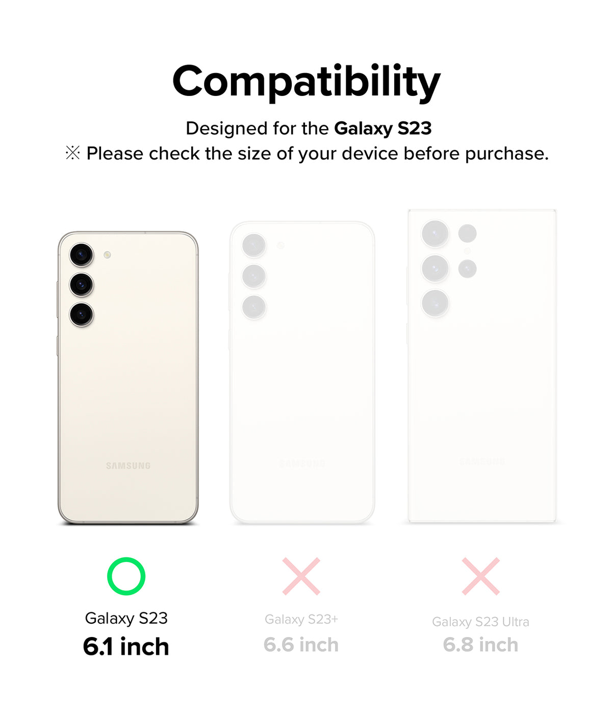 Galaxy S23 Screen Protector | Full Cover Glass - Compatibility chart showing Galaxy S23 as the only supported model.