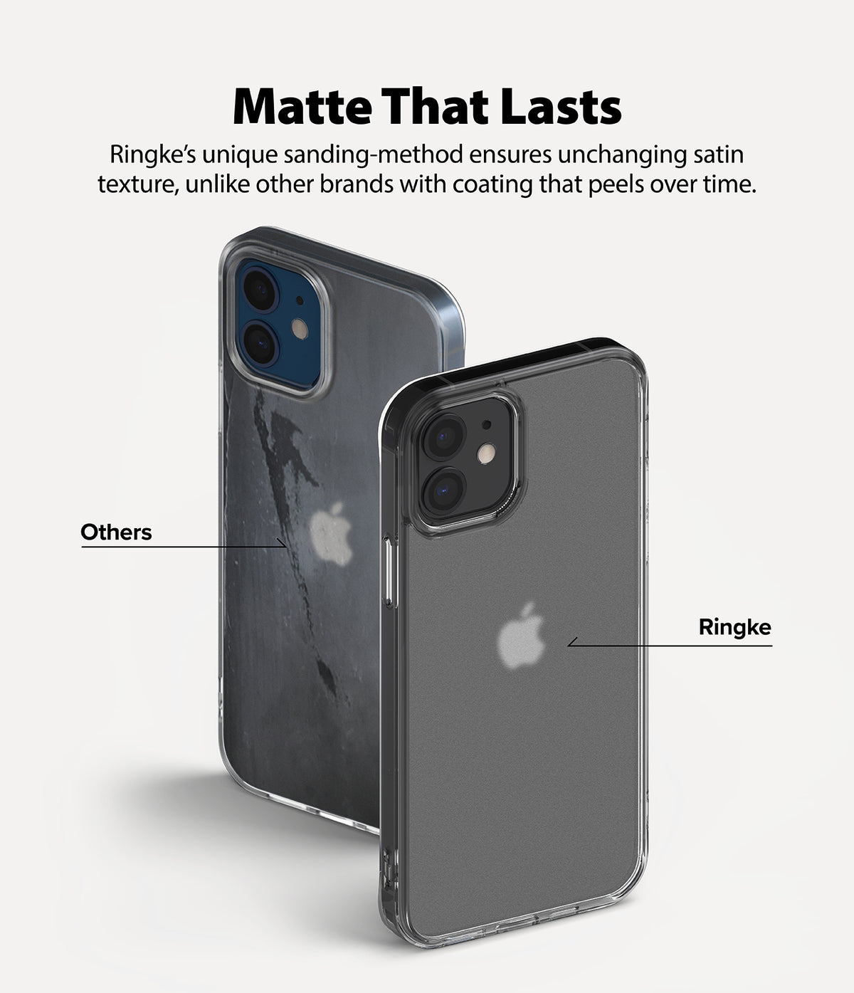 iPhone 12 Mini Case | Fusion Matte - Comparison of a peeling generic phone case versus a smooth, durable Ringke case.