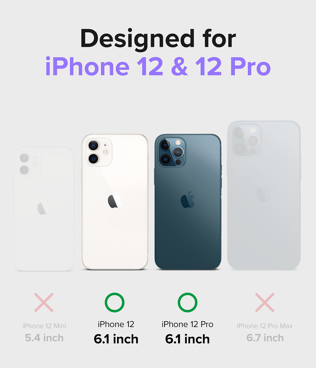 iPhone 12 / 12 Pro Case | Fusion Card - Compatibility chart showing iPhone 12 and 12 Pro are supported, while Mini and Pro Max are not.