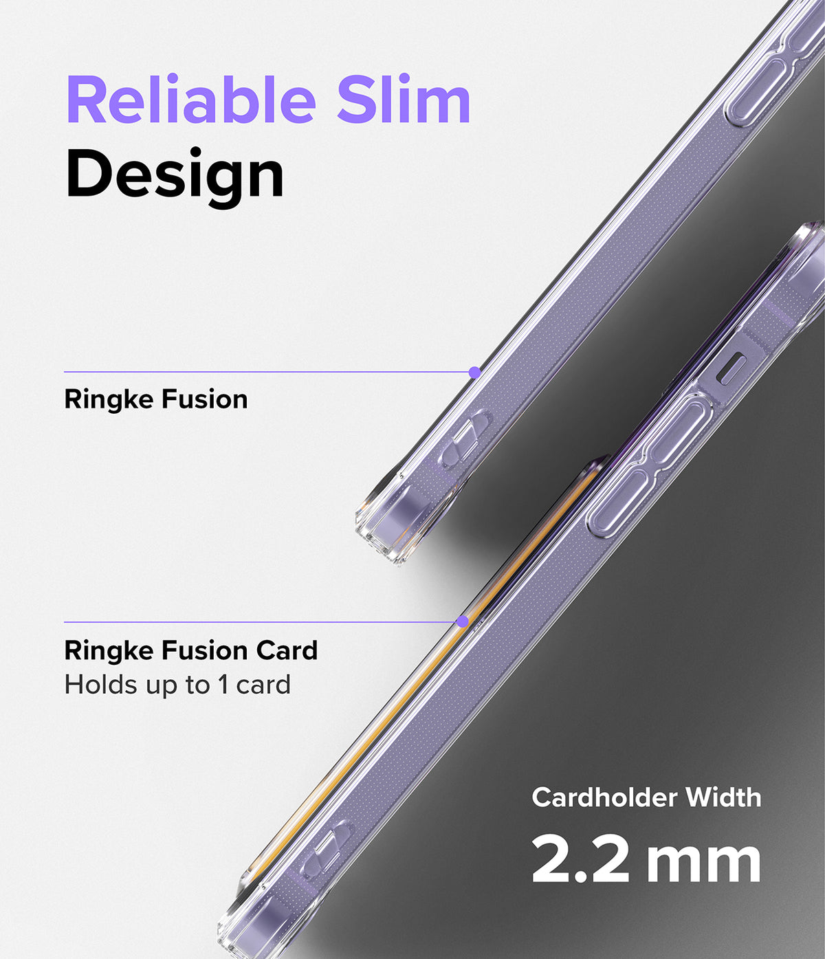 iPhone 12 / 12 Pro Case | Fusion Card - Comparison of a standard clear case and a 2.2mm slim cardholder case.