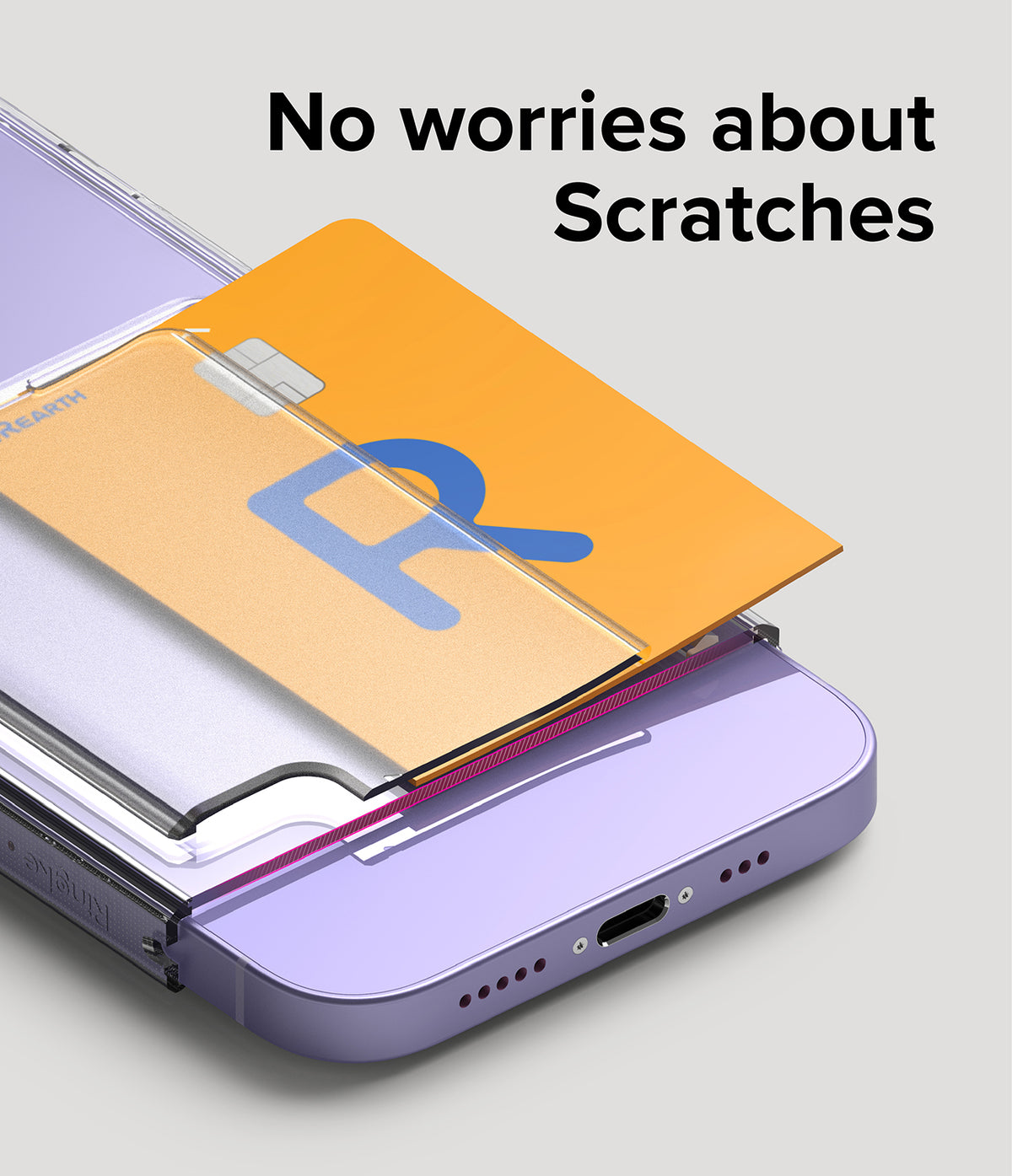 iPhone 12 / 12 Pro Case | Fusion Card - A credit card sliding into a clear protective case on a purple iPhone.