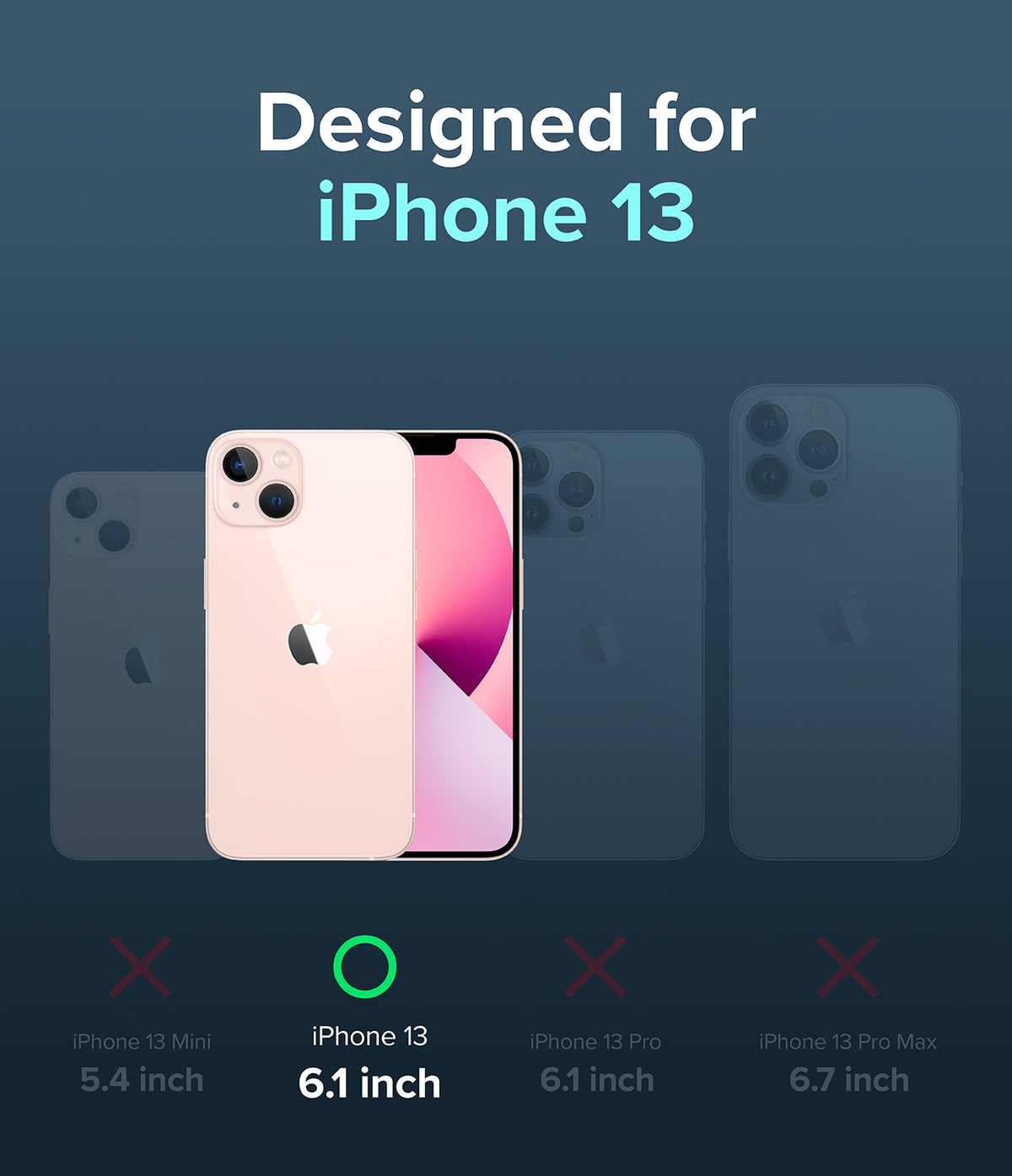 iPhone 13 Case | Fusion Magnetic - Comparison chart showing iPhone 13 compatibility with a green checkmark for the 6.1-inch model.