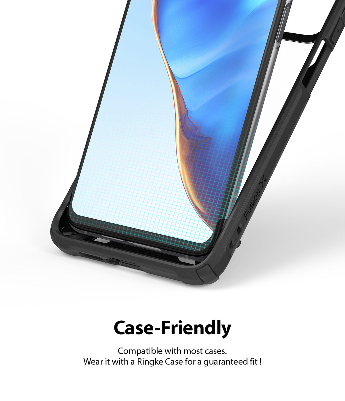 Mi 10T / 10T Pro Screen Protector | Dual Easy Film - Smartphone with screen protector installed inside a black case.