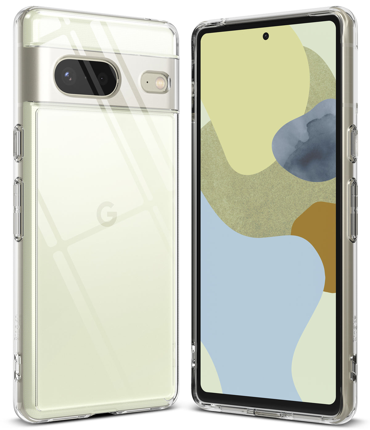 Google Pixel 7 Case | Fusion - Clear protective phone case shown from back and front angles on a Google Pixel 7.