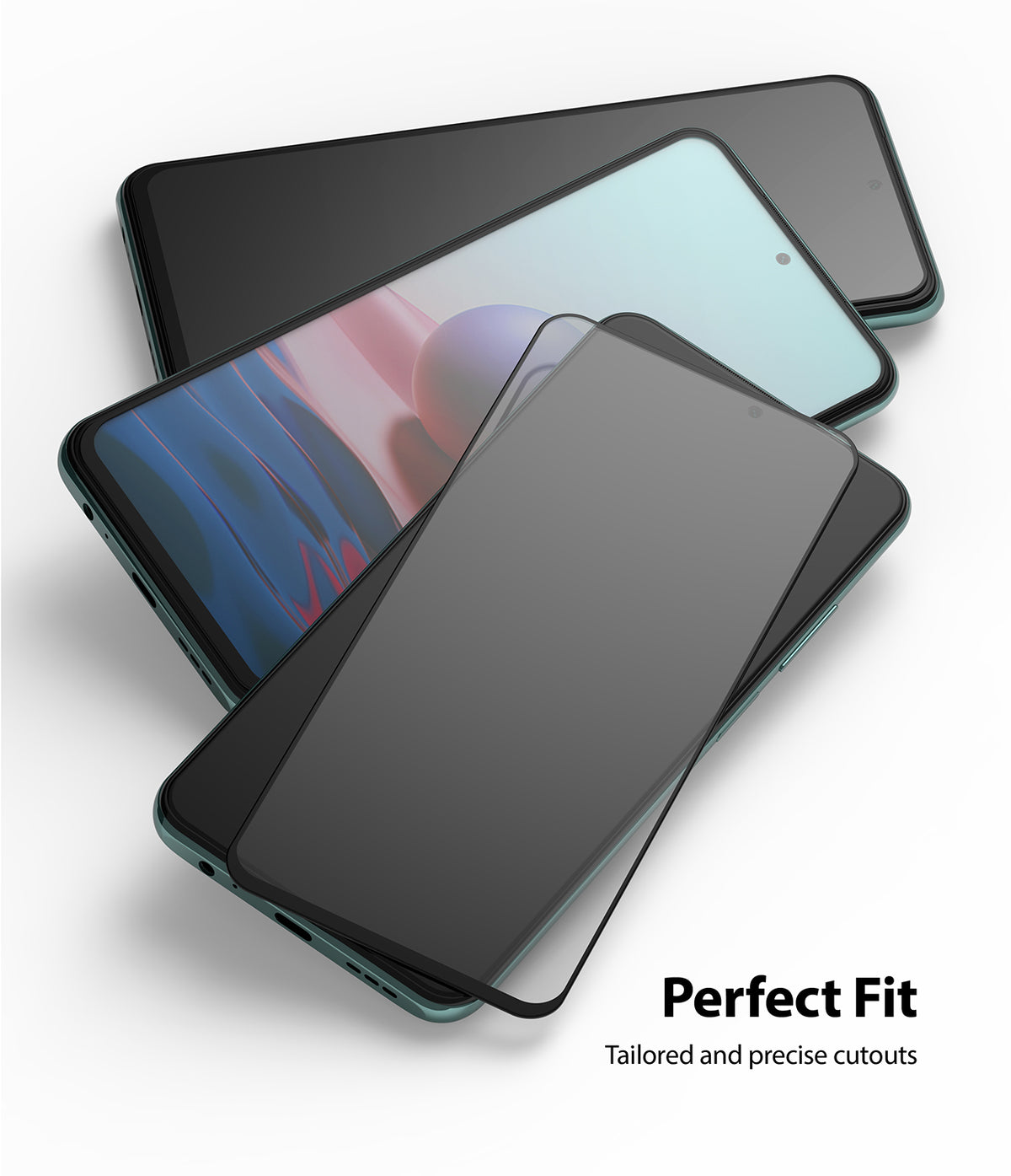 Redmi Note 10 / 10s Screen Protector | Invisible Defender - Redmi Note 10 / 10s Screen Protector - Transparent glass screen protector layered over a smartphone on a white background.