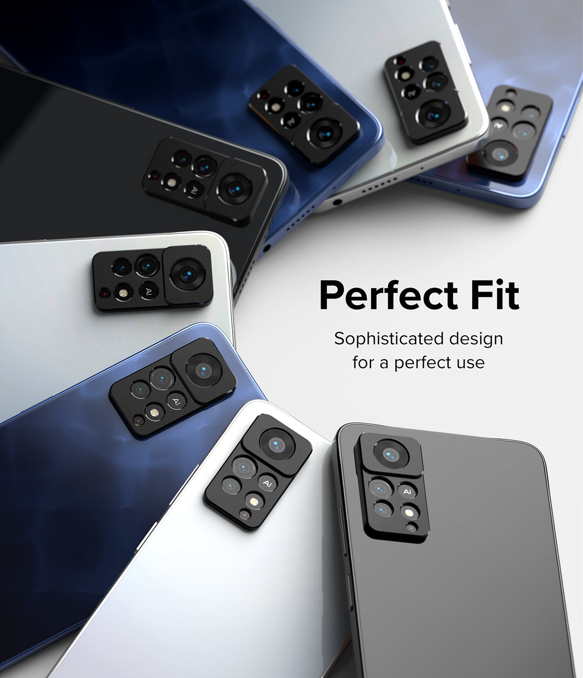 Redmi Note 11 Pro / 11 Pro 5G | Camera Styling - Multiple smartphones arranged in a fan shape, highlighting their rear camera modules.