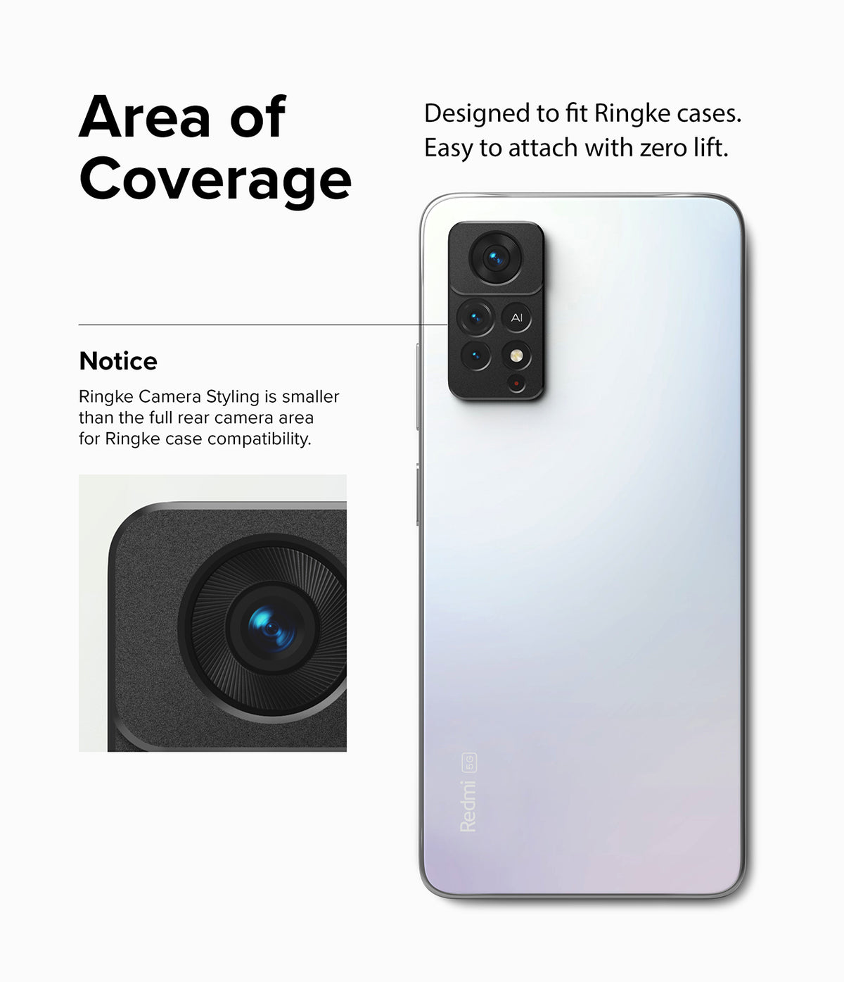 Redmi Note 11 Pro / 11 Pro 5G | Camera Styling - Smartphone with a black camera lens cover applied to the rear module.
