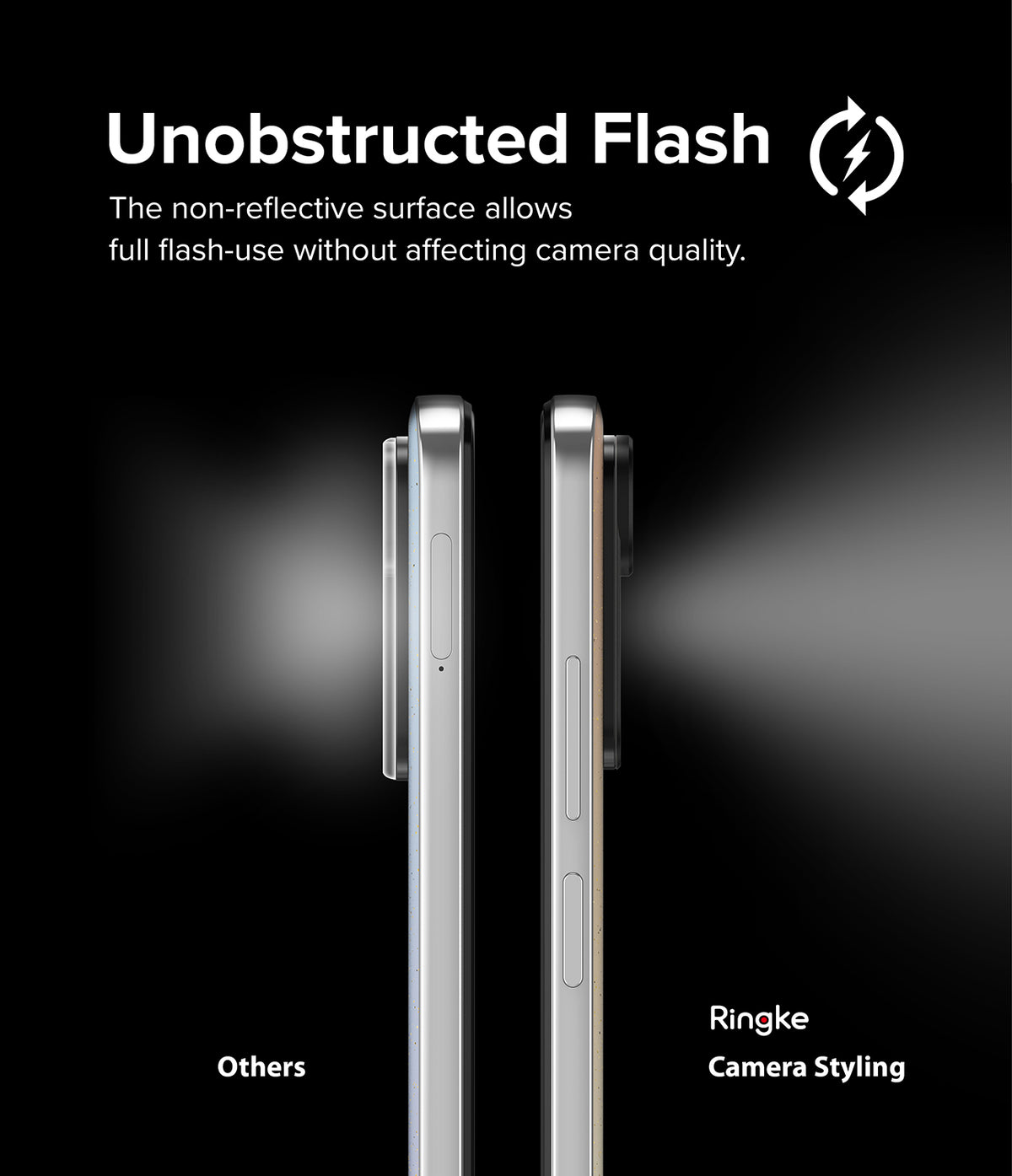 Redmi Note 11S | Camera Styling - Side-by-side comparison showing a Ringke camera cover allowing clear flash versus a blocked one.