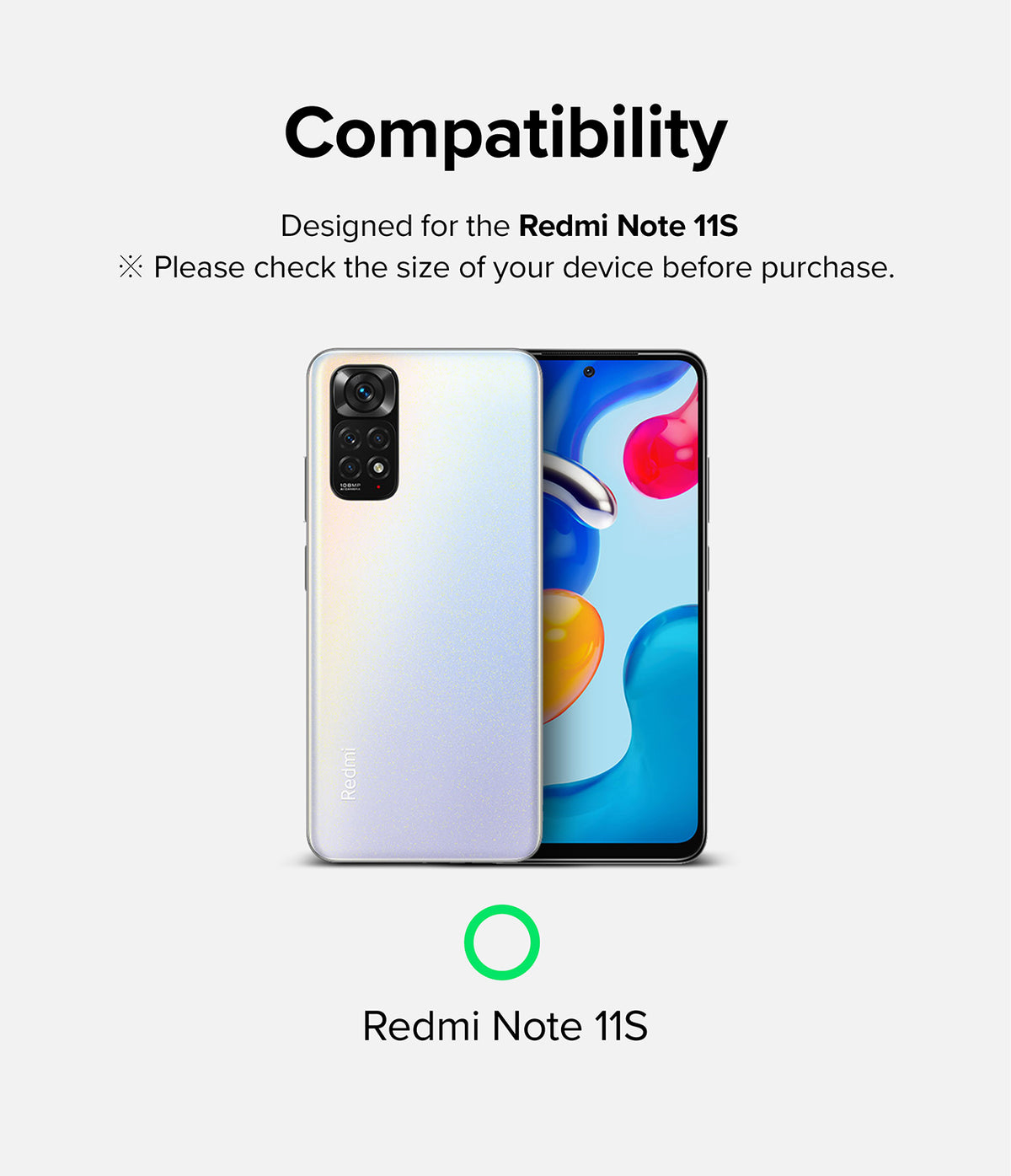 Redmi Note 11S | Camera Styling - A white Redmi Note 11S smartphone showing its back camera module and colorful screen.
