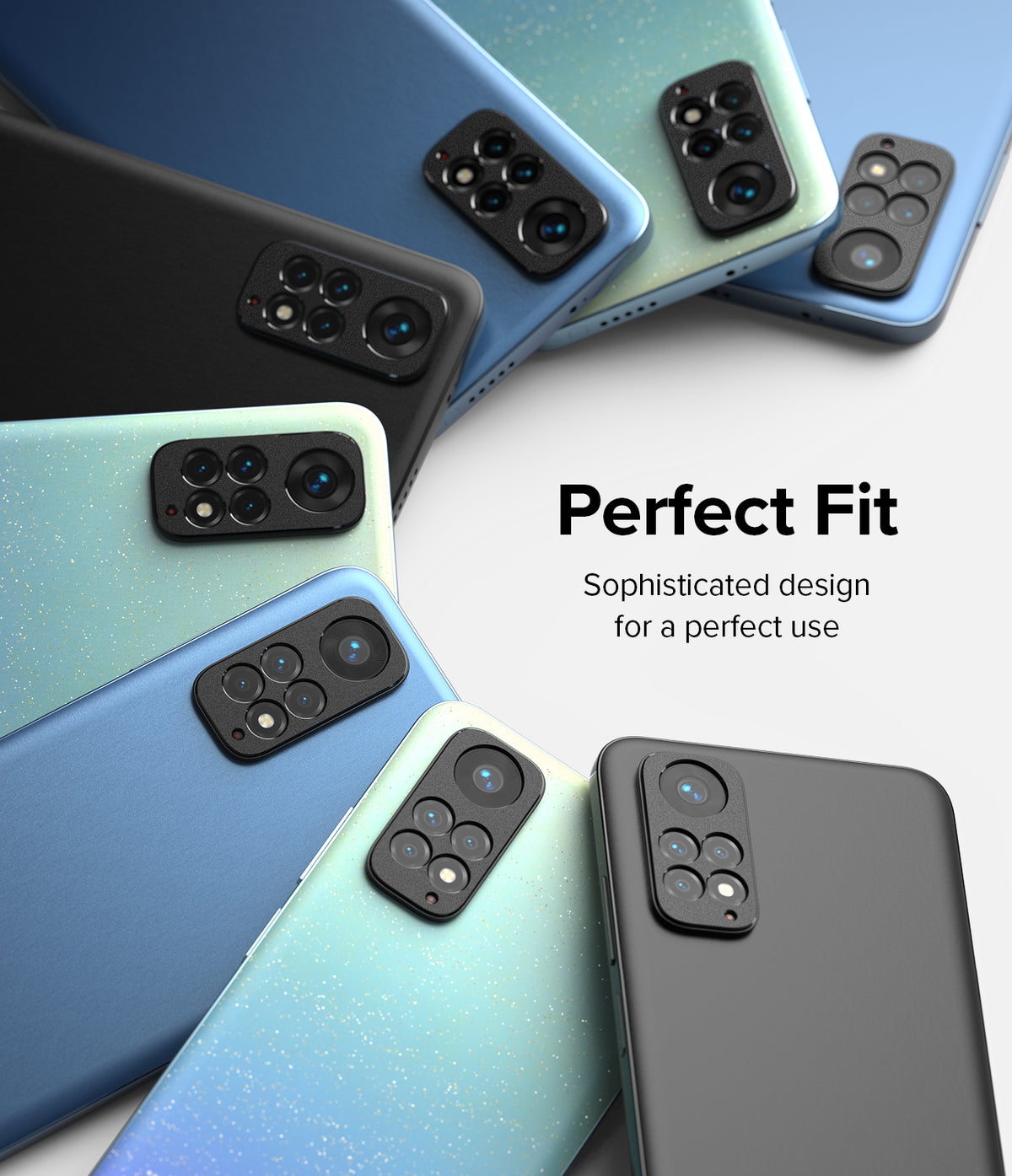 Redmi Note 11 | Camera Styling - Multiple Redmi Note 11 smartphones in various colors arranged in a fan shape around text.