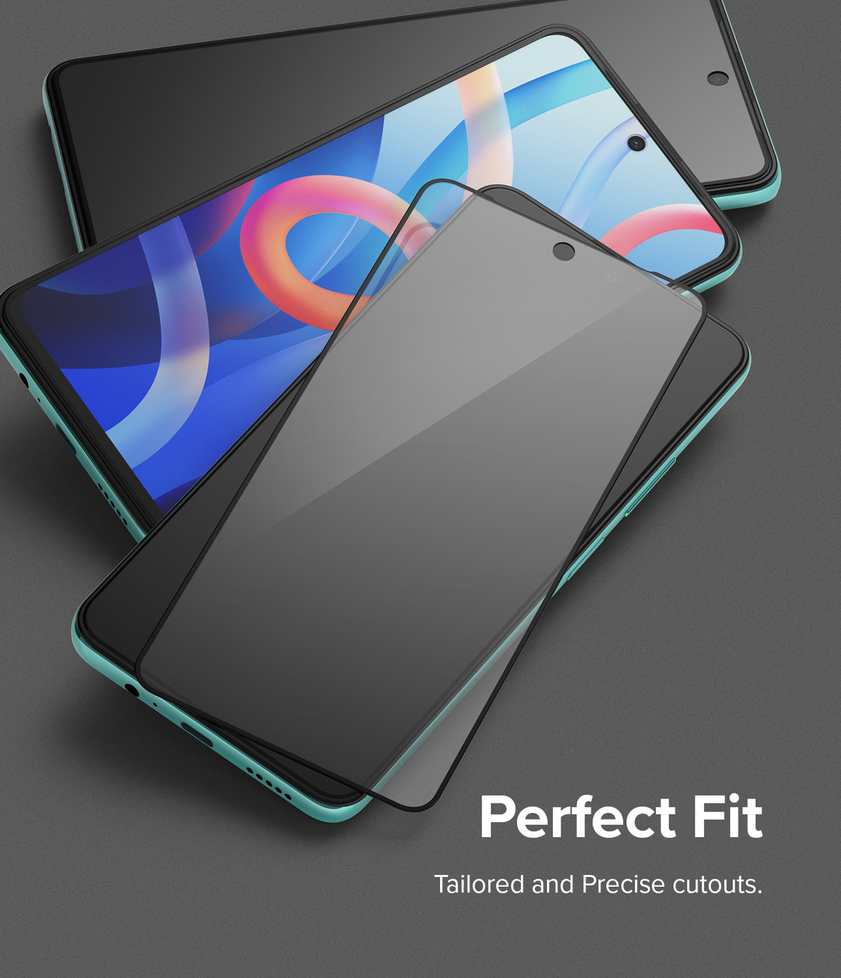 Redmi Note 11T 5G / Poco M4 Pro 5G Screen Protector | Invisible Defender - Redmi Note 11T 5G / Poco M4 Pro 5G Screen Protector - Glass screen protector hovering over a smartphone with a cutout.