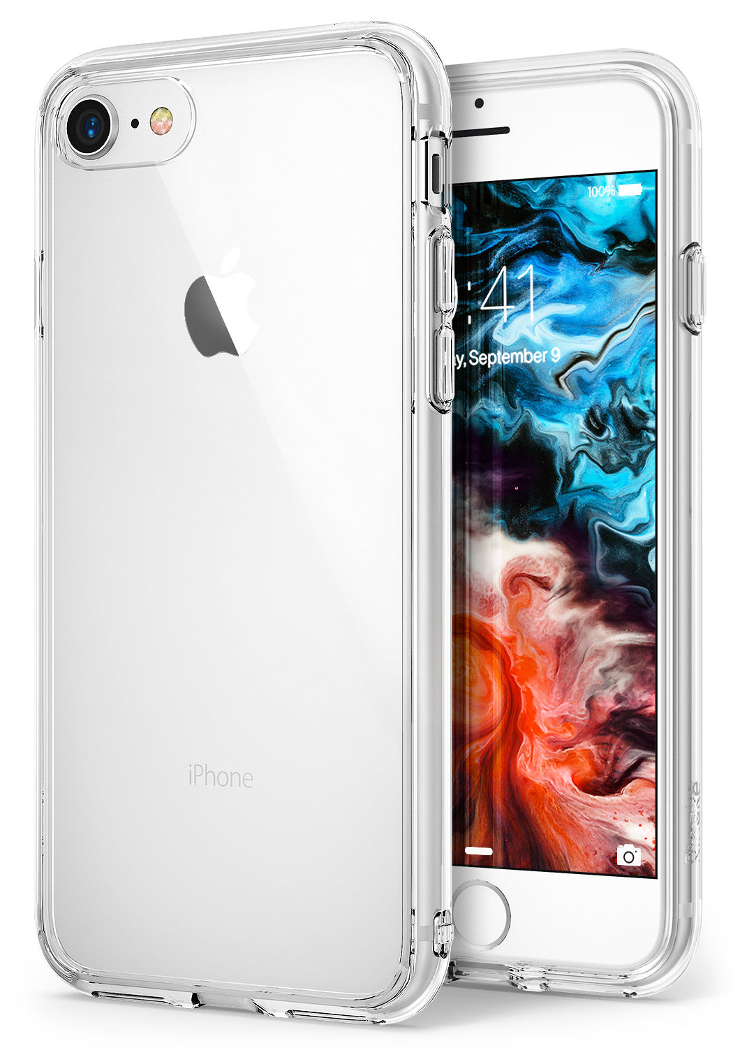 iPhone 8 / 7 Case | Fusion - Clear - Transparent protective phone case showing front and back views of an iPhone.