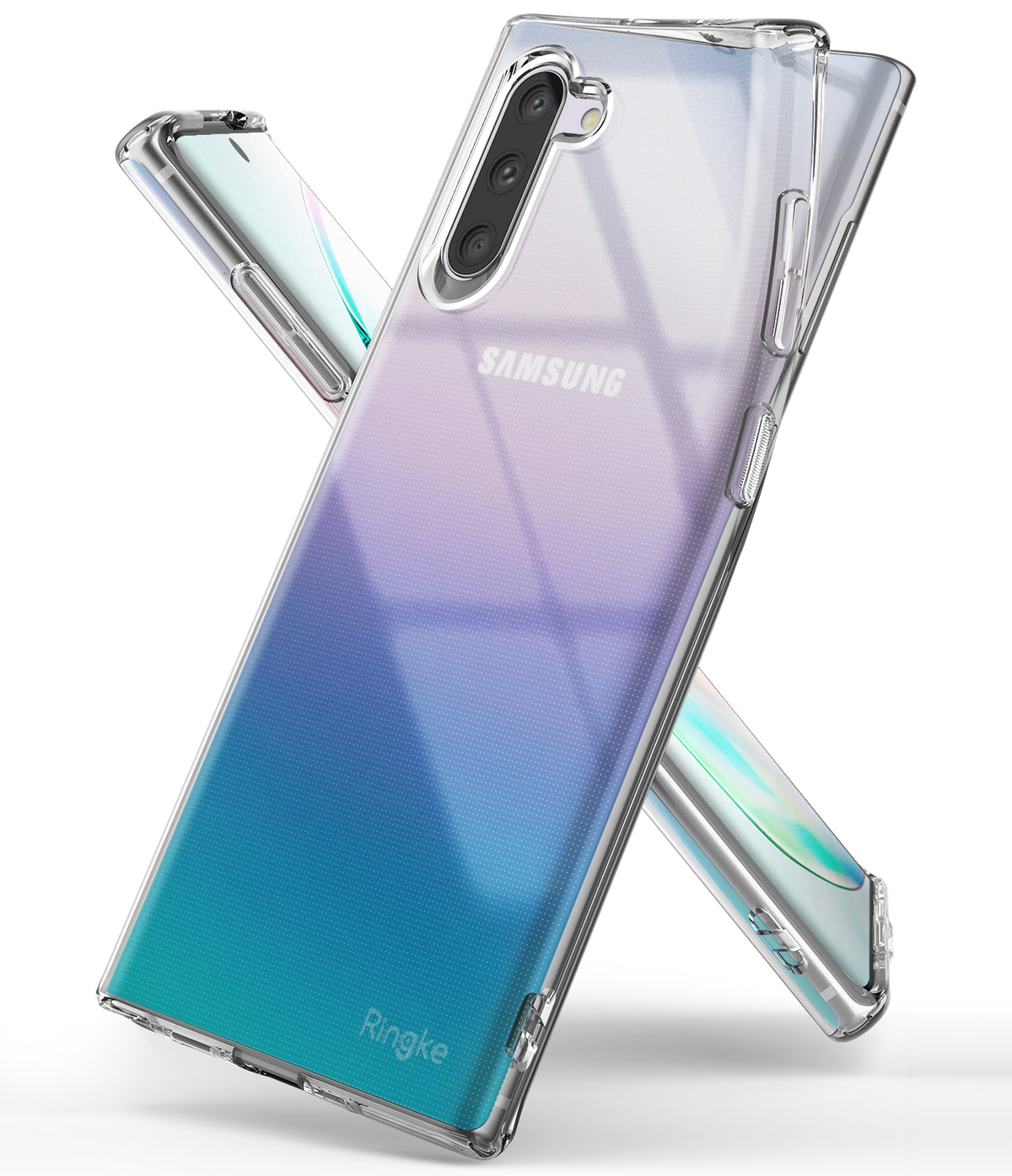 Galaxy Note 10 Case | Air - Clear (Dot) - Clear protective phone case on a purple-to-blue gradient Samsung Galaxy Note 10.