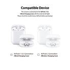 Ringke Airpods 2 / 1 Dust Guard Sticker - Compatibility chart showing AirPods 1 and 2 wired charging cases with internal LEDs.