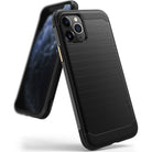 iPhone 11 Pro Case | Onyx - Black - Brushed metal texture black phone case with textured top and bottom panels.
