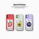 iPhone 12 / 12 Pro Case | Fusion Design Fruit - Three phone cases featuring strawberry, avocado, and blueberry designs.
