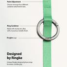 Ring Band Strap - A green fabric strap with a metallic zinc alloy ring carabiner featuring the Ringke logo.