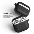 AirPods 3 Case | Onyx - Black textured Ringke protective case shown closed and open with white AirPods 3 inside.