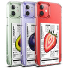 iPhone 12 / 12 Pro Case | Fusion Design Fruit - Three clear phone cases featuring avocado, blueberry, and strawberry.