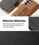 Galaxy S25 Ultra Cover | Folio Grip Wallet Magnetic - Black and tan leather phone cases with magnetic grip straps.