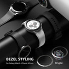 Galaxy Watch 4 Classic 42mm | Bezel Styling - Multiple Galaxy Watch 4 Classic units with various metallic bezel covers.