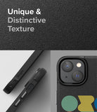 iPhone 14 Plus Case | Onyx Design - Black phone case with textured surface, side buttons, and camera lens cutout.