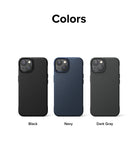 iPhone 14 Plus Case | Onyx - Three iPhone 14 Plus cases in black, navy, and dark gray arranged side-by-side on a white background.