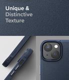 iPhone 14 Plus Case | Onyx - Navy blue phone case with textured back, side button details, and dual camera cutout.