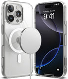 iPhone 16 Pro Case | Fusion Magnetic - Clear protective case with magnetic charging ring on back and front-facing phone.