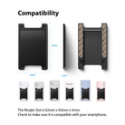 Card Holder | Slot [Solid - 2 Cards] [1 Pack] - Dimensions, side profile, adhesive back, and phone compatibility examples.