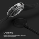 Galaxy Watch 4 (40mm) Case | Air Sports - Clear protective case on a Galaxy Watch 4 resting on a wireless charging puck.