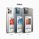 iPhone 12 Pro Max Case | Fusion Design Palette - Three clear phone cases featuring Tomato, Water, and Steak color palettes.