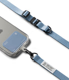Holder Link & Snap Hook Lanyard Strap - Light blue phone lanyard with a snap hook attached to a clear phone case.