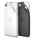 iPhone SE 2022 5G / SE 2020 / 8 Case | Air - Clear and matte black transparent phone cases showing back camera and logo.