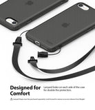 iPhone SE 2022 5G / SE 2020 / 8 Case | Air - Black phone case with dual lanyard holes and a detachable strap.