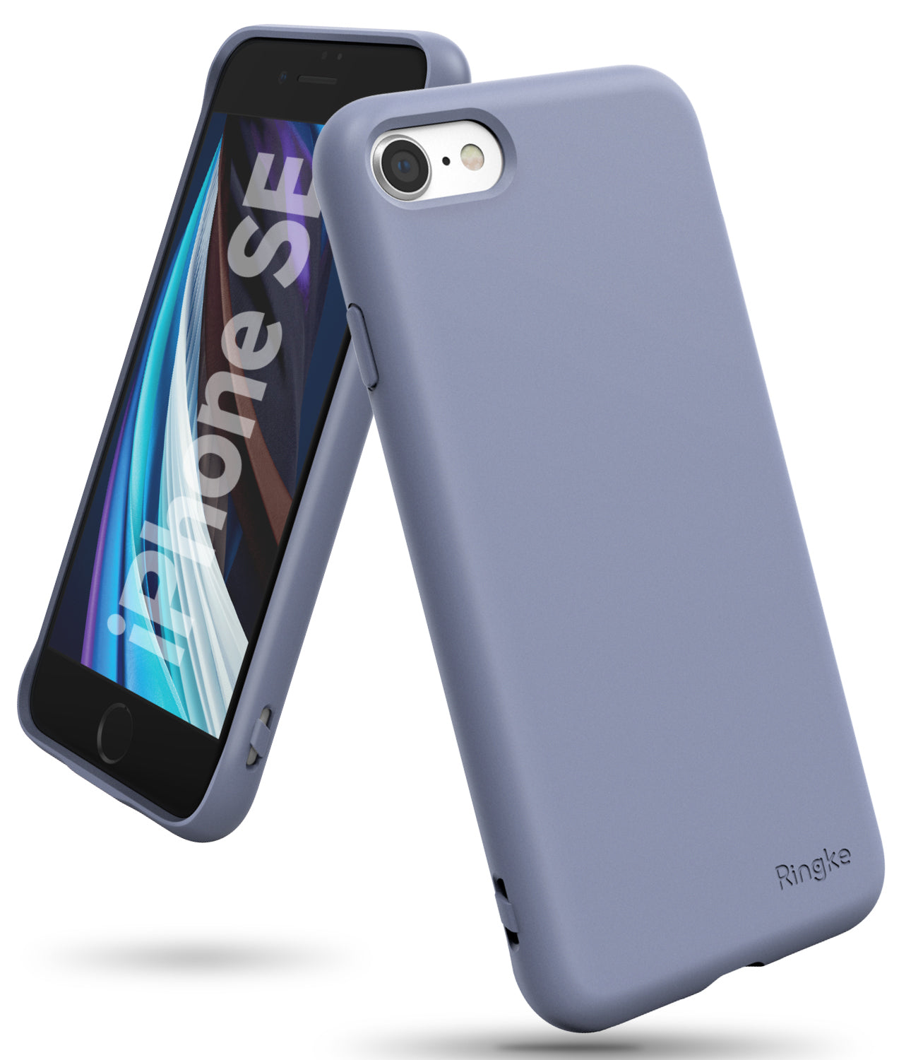 iPhone SE 2022 5G / SE 2020 / 8 Case | Air-S - Matte lavender phone case shown from front and back angles.