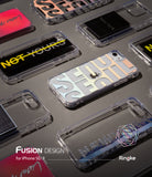 iPhone SE 2022 5G / SE 2020 Case | Fusion Design - Assorted clear phone cases with graphic designs on a gray surface.