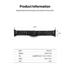 Apple Watch 49·46·45·44·42 mm | Metal One Band - Technical diagram showing a black stainless steel watch band dimensions.