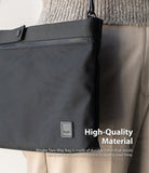 2-Way Bag - Close-up of a black nylon crossbody bag with a zipper, snap button, and Ringke logo patch on a person.