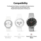 Galaxy Watch 4 Classic 46mm | Bezel Styling - Three smartwatches shown with a checkmark on the 46mm model for compatibility.