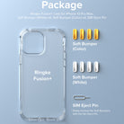 iPhone 13 Pro Max Case | Fusion Plus - Clear phone case, colored and white bumper inserts, and a SIM eject tool.