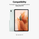 Galaxy Tab S7 FE Case | Fusion - A light green Galaxy Tab S7 FE with S Pen shown from front and back views.