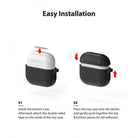 AirPods 3 Case | Onyx - Two-step installation guide showing a black protective case being applied to white AirPods.