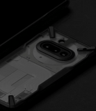 Nothing Phone (3a) Case | Fusion-X - A dark, transparent protective case on a Nothing Phone showing internal components.