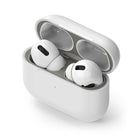 Ringke Airpods Pro Dust Guard Sticker - Open white AirPods Pro case with a metallic dust guard sticker applied.